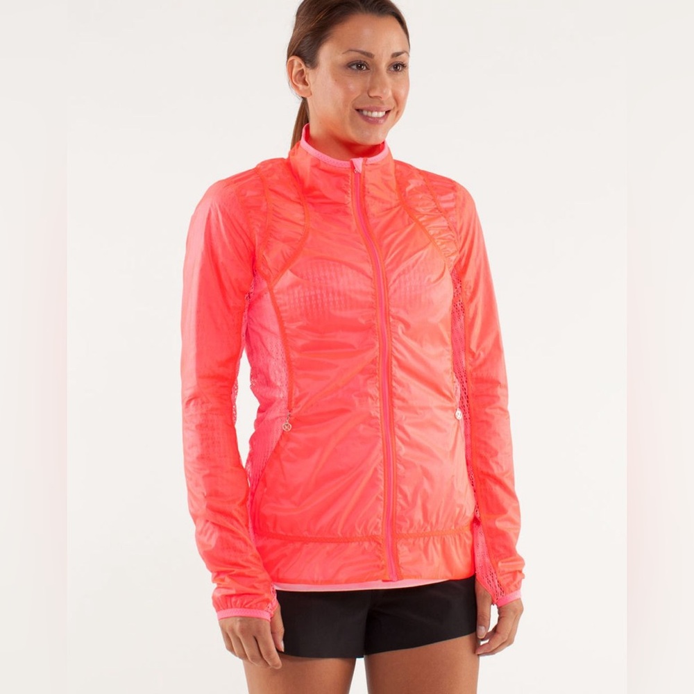Lululemon Run: Nothin' To Hide Jacket - Flash Light Neon Lace Windbreaker - Picture 2 of 12